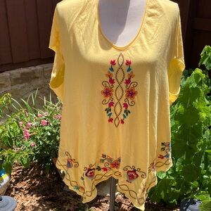 JWLA by Johnny Was Embroidered Yellow Women's Top